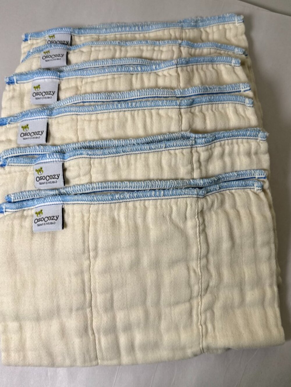 Osocozy Indian Cotton Prefold Cloth Diapers Unbleached Natural Size 1 (6)